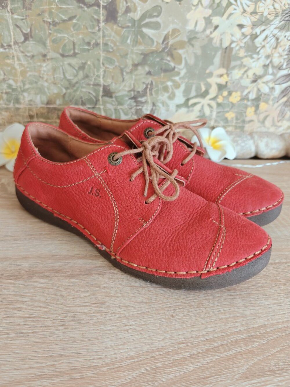 Josef Seibel Fergey 20 Red Nubuck Leather Lace Up Comfort Shoes EU 37